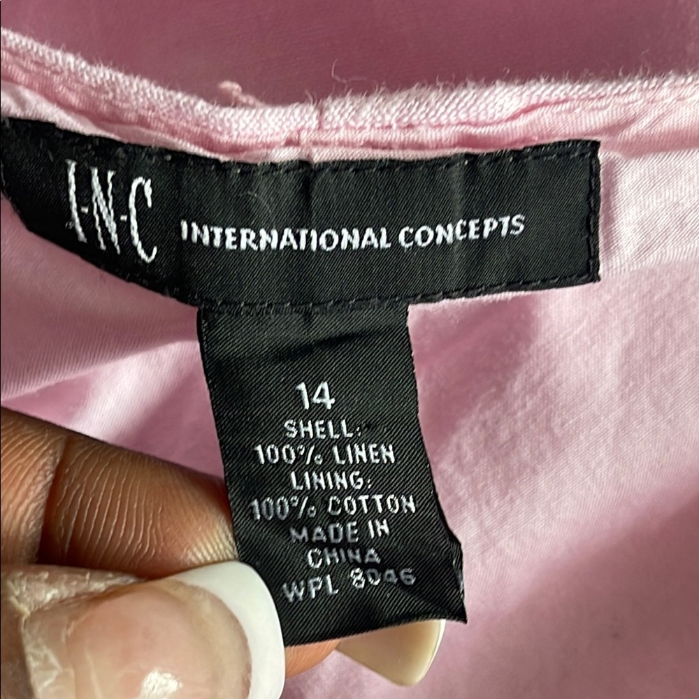 🏷️ INC International Concepts Linen Pink High Low Skirt 14 - Picture 3 of 8